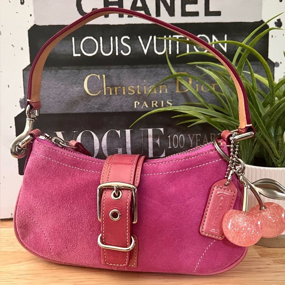 COACH Vintage Hampton Demi Pink 2Tone Suede/Patent Leather RARE & HTF